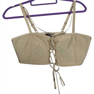 NWT Olive Lace-Up Crop Top size L